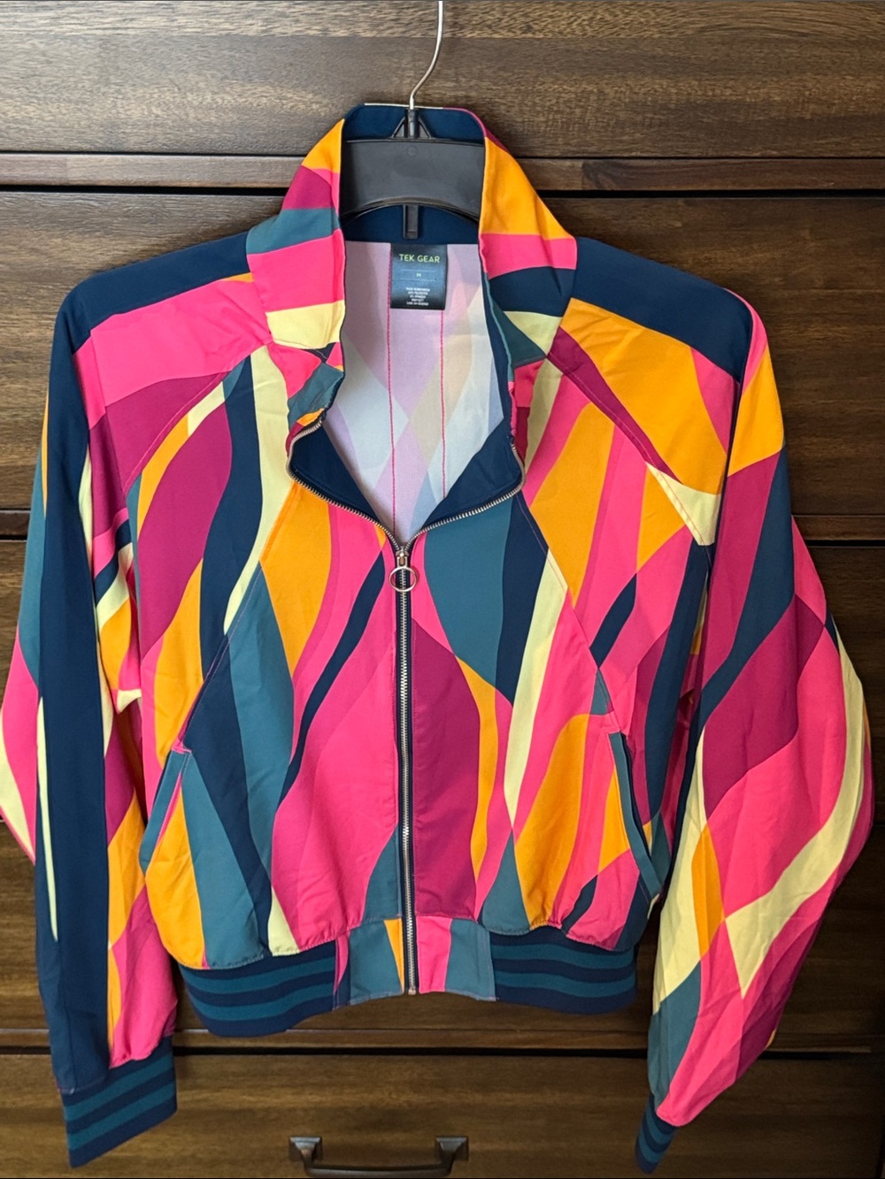 tek gear Pink Teal Navy Yellow Colorblock Bomber Jacket